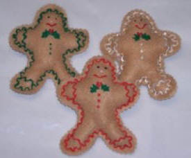 sewing pattern to make felt gingerbread man ornaments